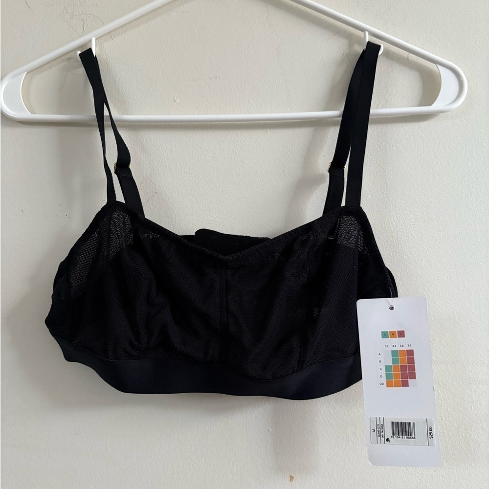ALL YOU LIVELY MESH BRA NWT  size L 38B jet black intimates feminine